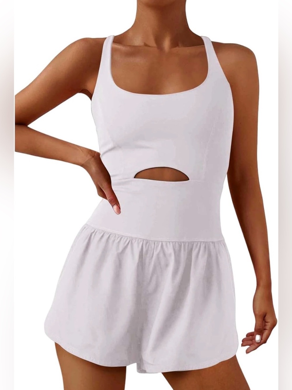 Womens White Workout  Athletic Running Short Tennis Romper NWT Medium